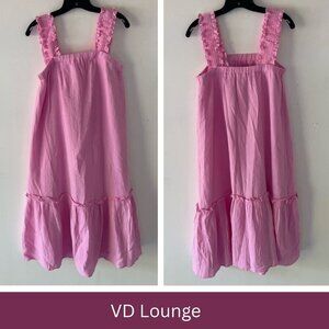 Victoria Dunn VD Lounge Pink 100% Cotton Gauze Ruffled Tank Dress 37270